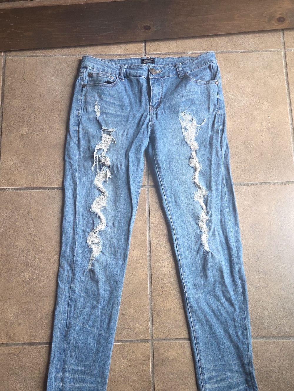 Celebrity Pink Light Blue Ripped Skinny Jeans